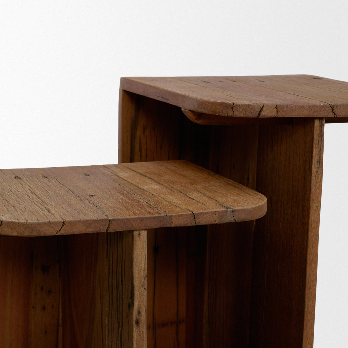 Lucan Mid-Dark Brown Reclaimed Wood Side Tables - Ornate Home