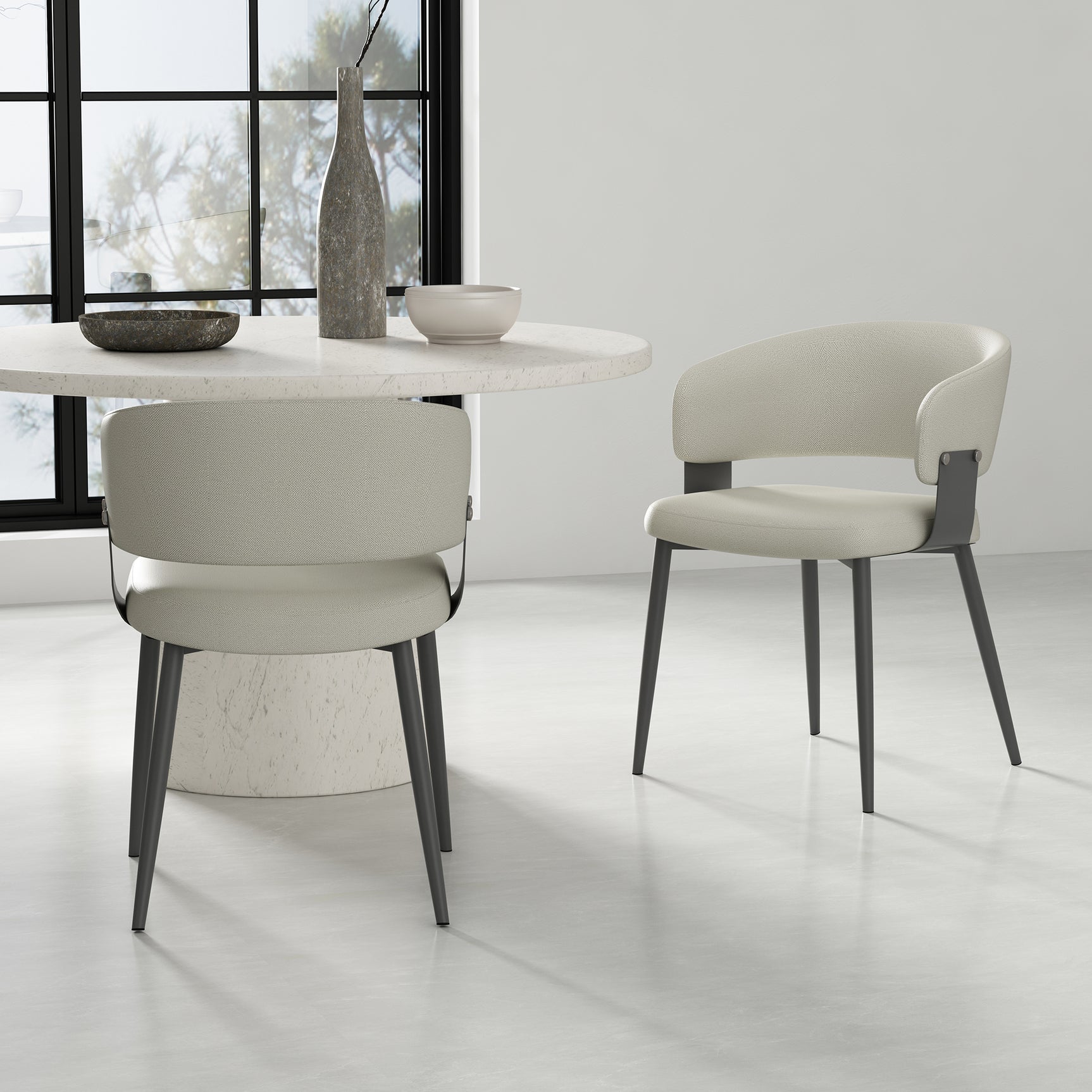 Luce Dining Chair in Oatmeal (set of 2) - Ornate Home