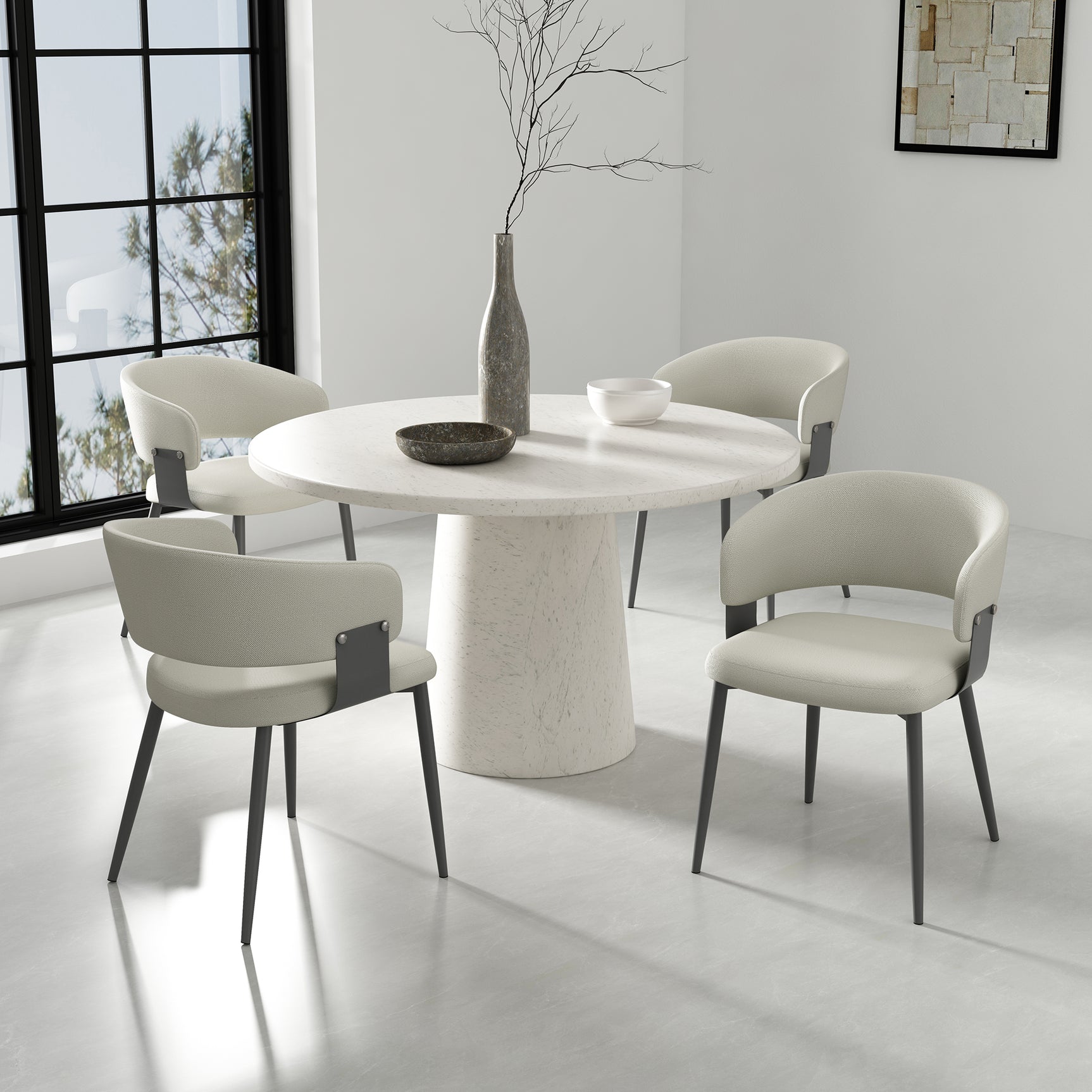 Luce Dining Chair in Oatmeal (set of 2) - Ornate Home