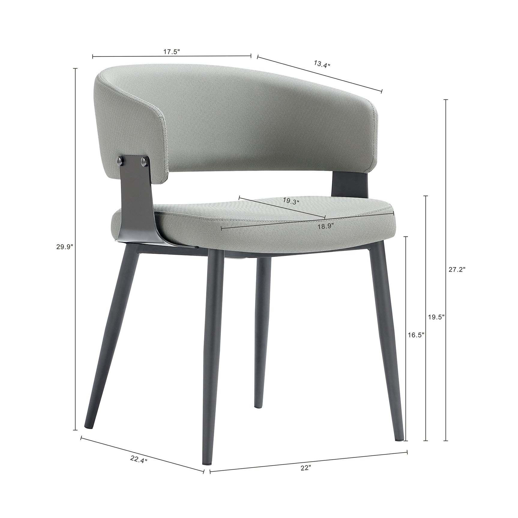 Luce Dining Chair in Stone Grey (set of 2) - Ornate Home