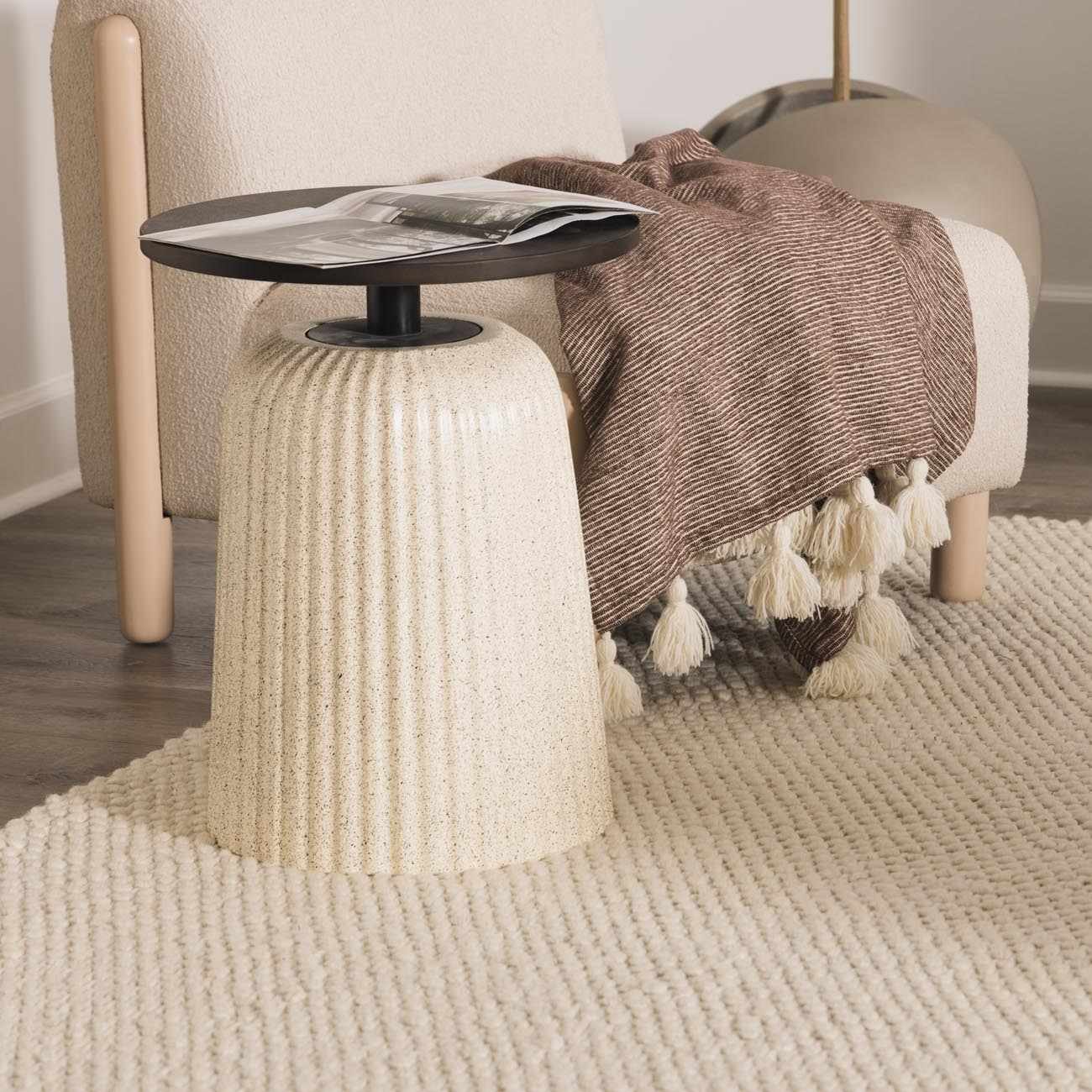 Lucerne Plain Cream Wool Rug LNE-1000 - Ornate Home