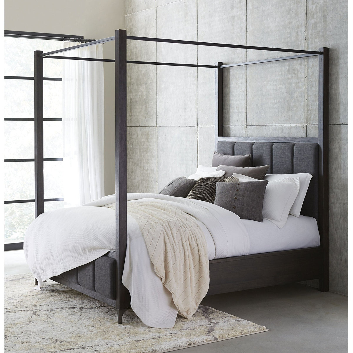 Modus Furniture Lucerne Upholstered California King Canopy Bed in ...