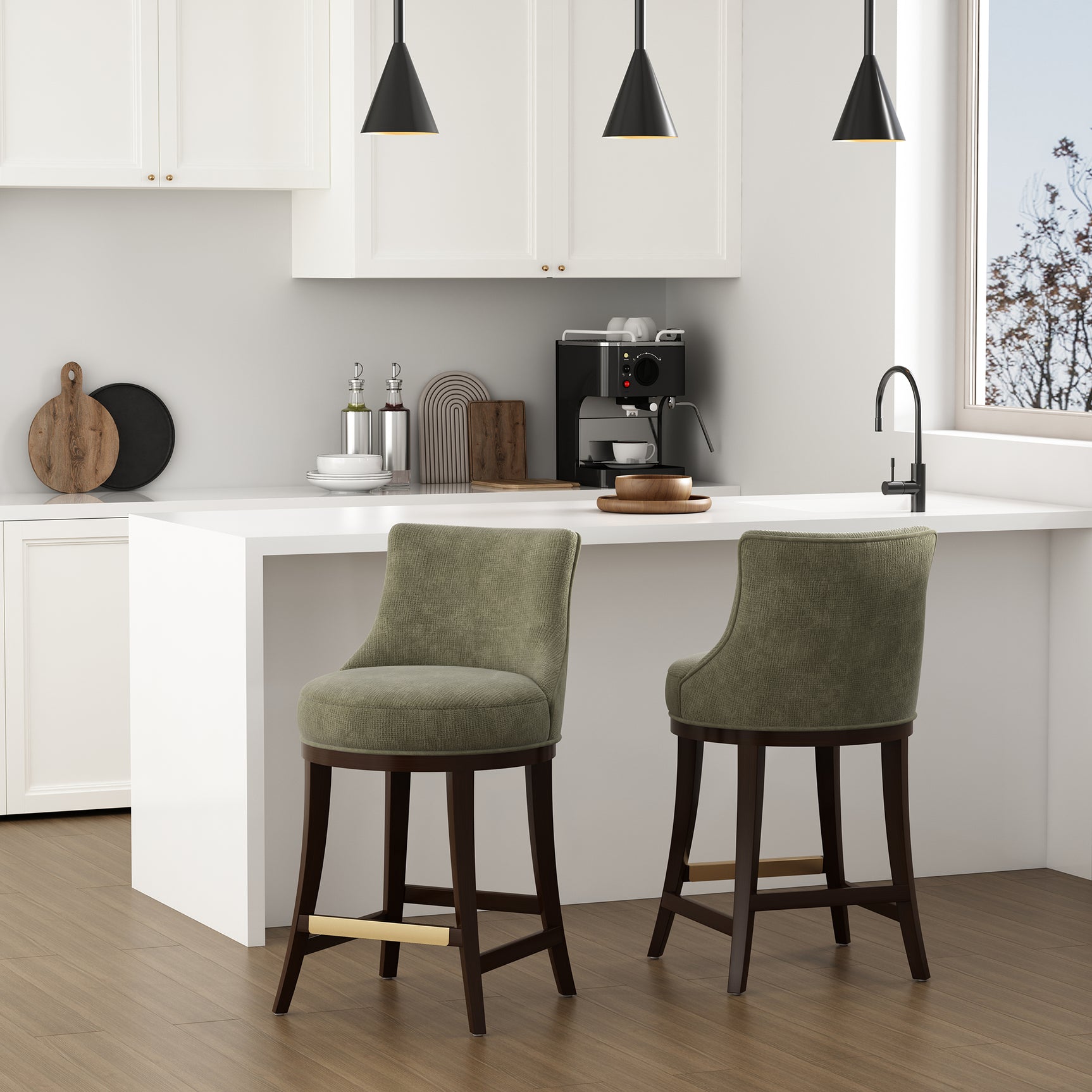 Lucia Counter Stool in Leaf Green (set of 2) - Ornate Home