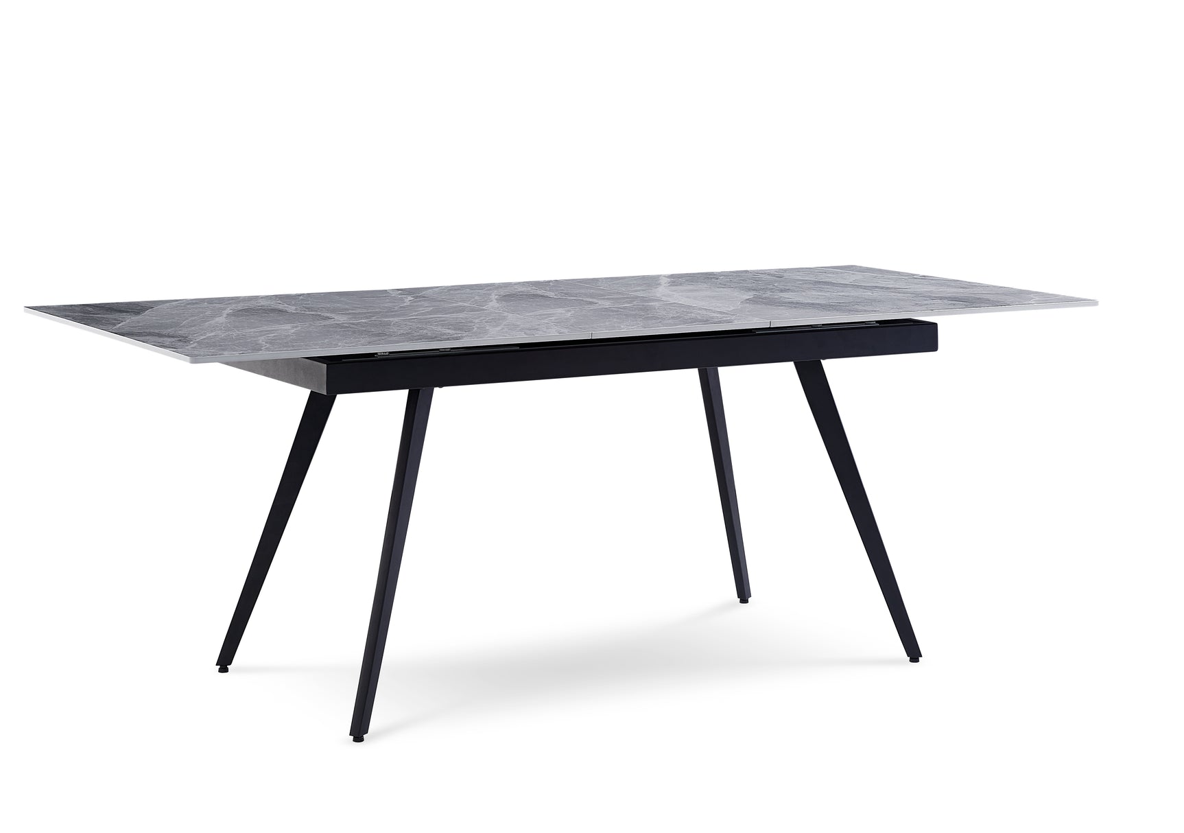 Lucia Extendable Stone Top Metal Leg Dining Table in Piedra and Black - Ornate Home