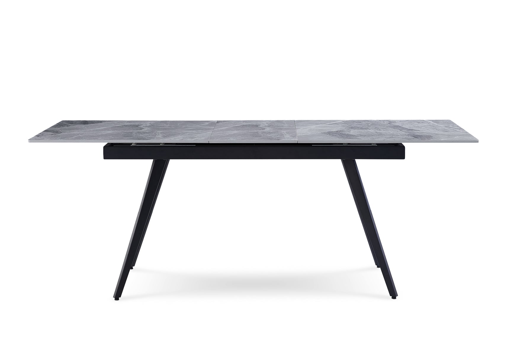 Lucia Extendable Stone Top Metal Leg Dining Table in Piedra and Black - Ornate Home
