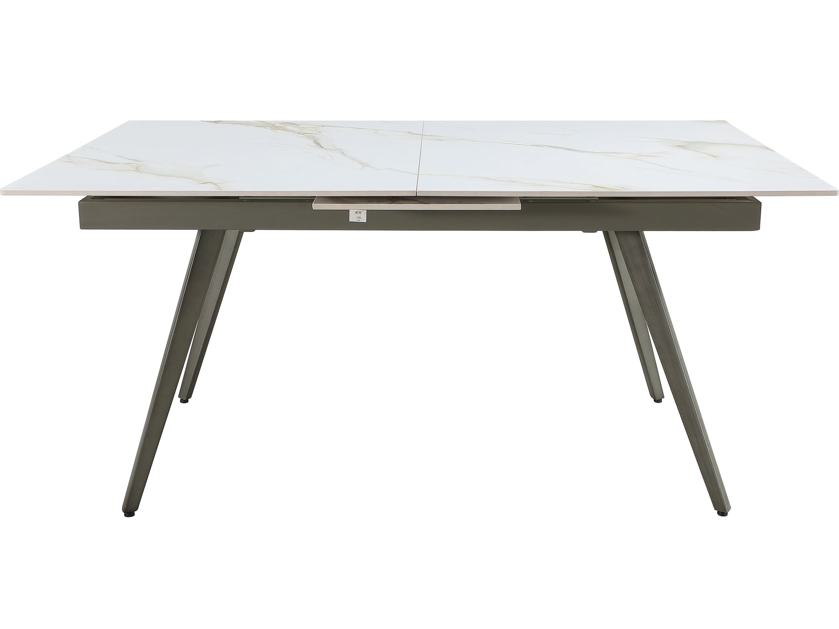 Lucia Polished Cappuccino/Gunmetal Extendable Stone Top Dining Table - Ornate Home