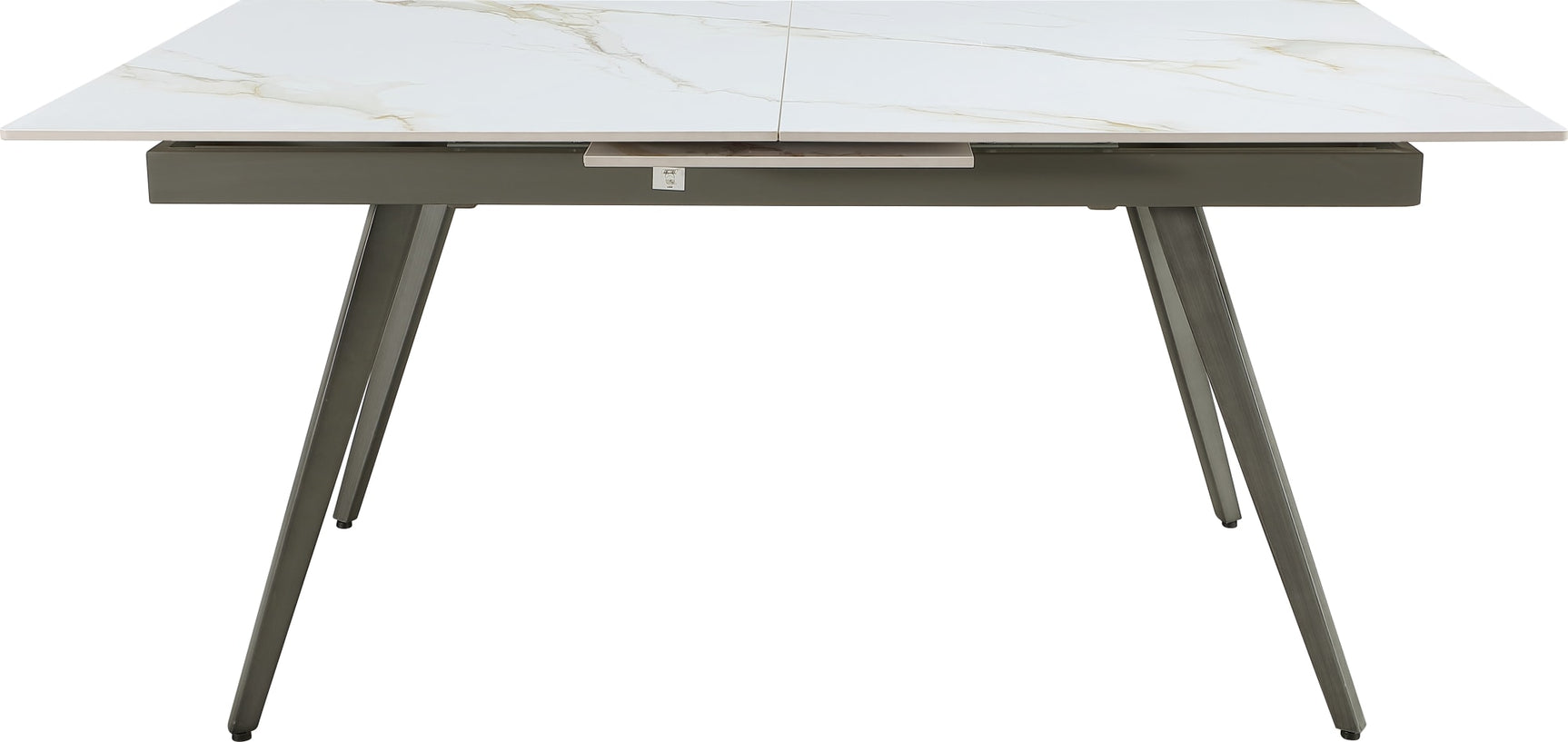 Lucia Polished Cappuccino/Gunmetal Extendable Stone Top Dining Table - Ornate Home