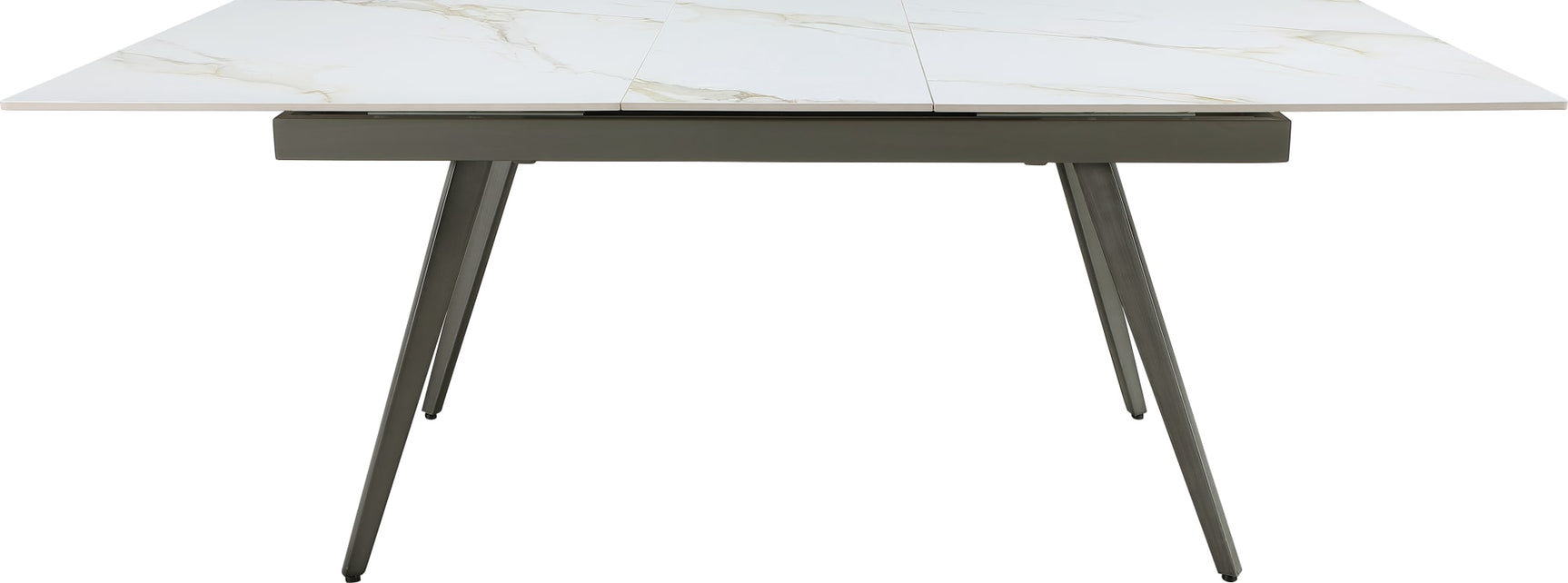 Lucia Polished Cappuccino/Gunmetal Extendable Stone Top Dining Table - Ornate Home