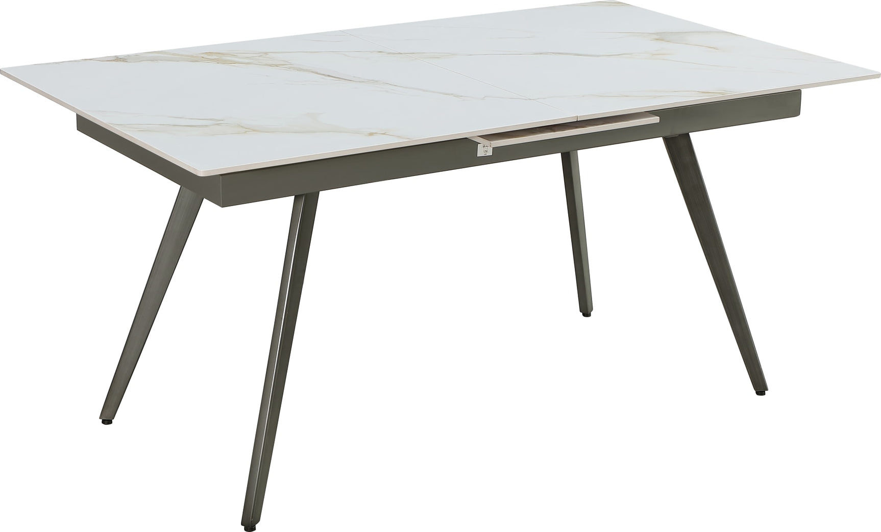 Lucia Polished Cappuccino/Gunmetal Extendable Stone Top Dining Table - Ornate Home