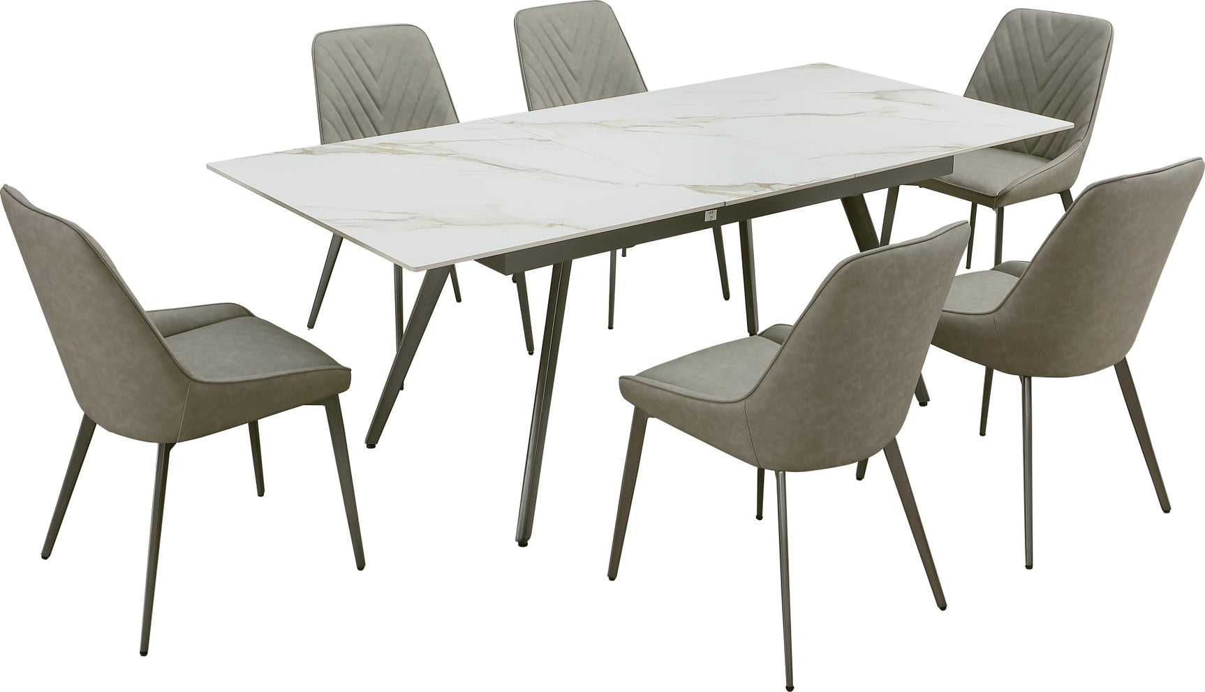 Lucia Polished Cappuccino/Gunmetal Extendable Stone Top Dining Table - Ornate Home