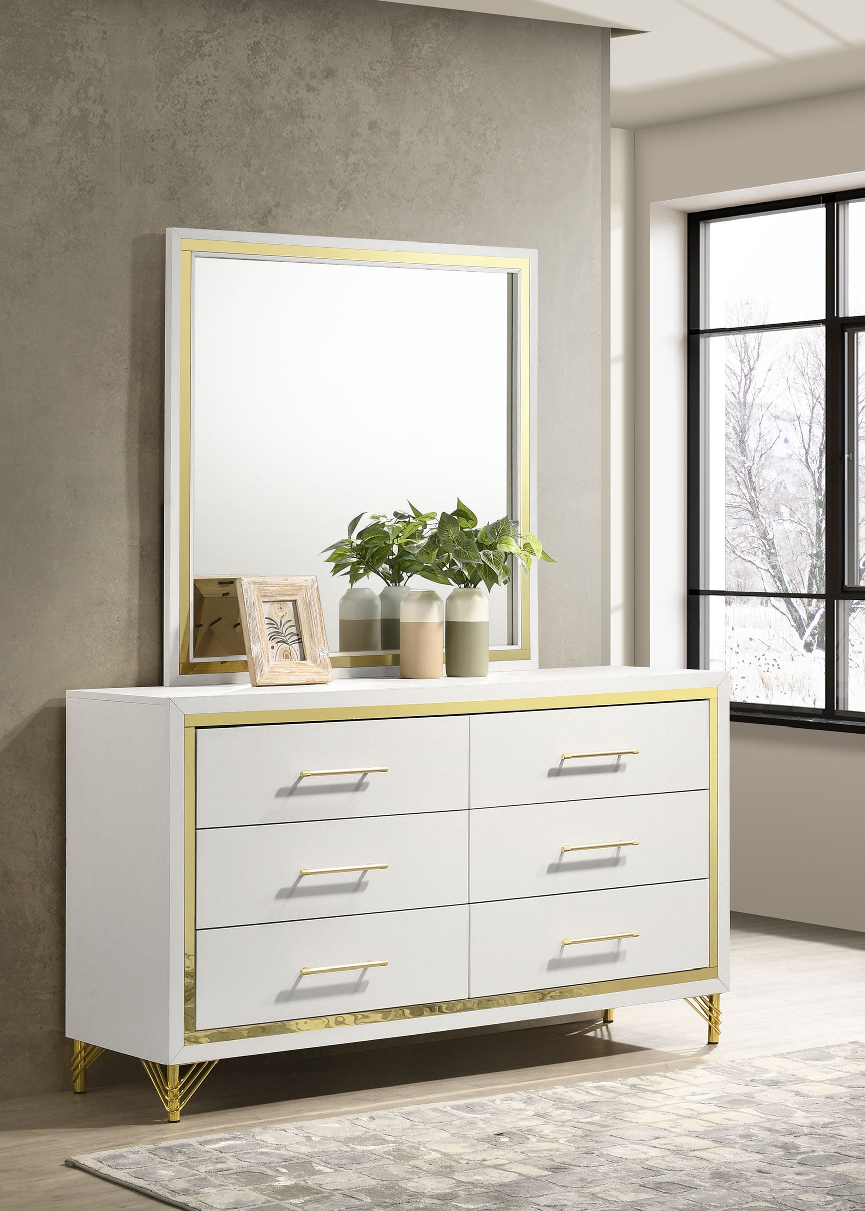 Lucia White Dresser and Mirror - Ornate Home