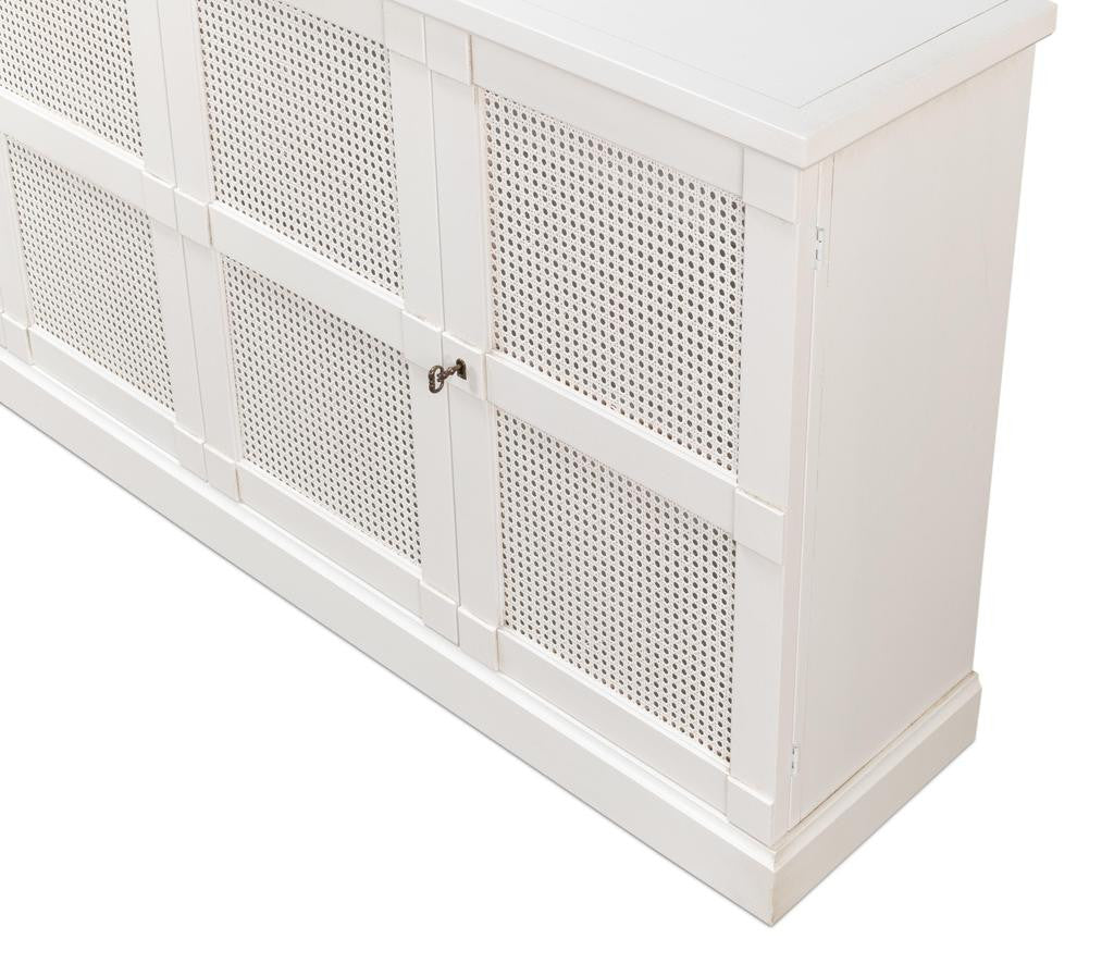 Luciana White 6 Cane Door Buffet - Ornate Home