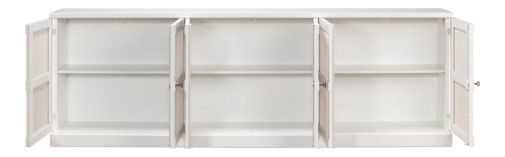 Luciana White 6 Cane Door Buffet - Ornate Home