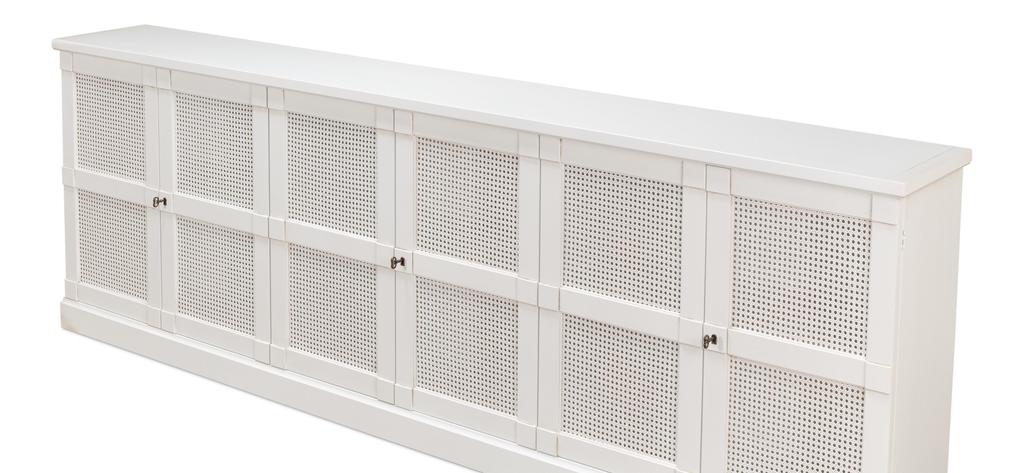 Luciana White 6 Cane Door Buffet - Ornate Home