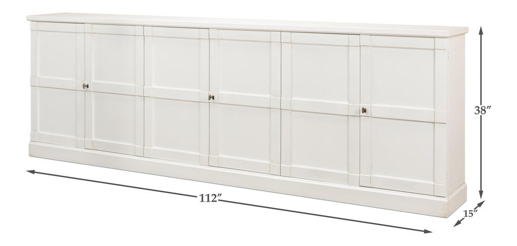 Luciana White 6 Wood Door Buffet - Ornate Home