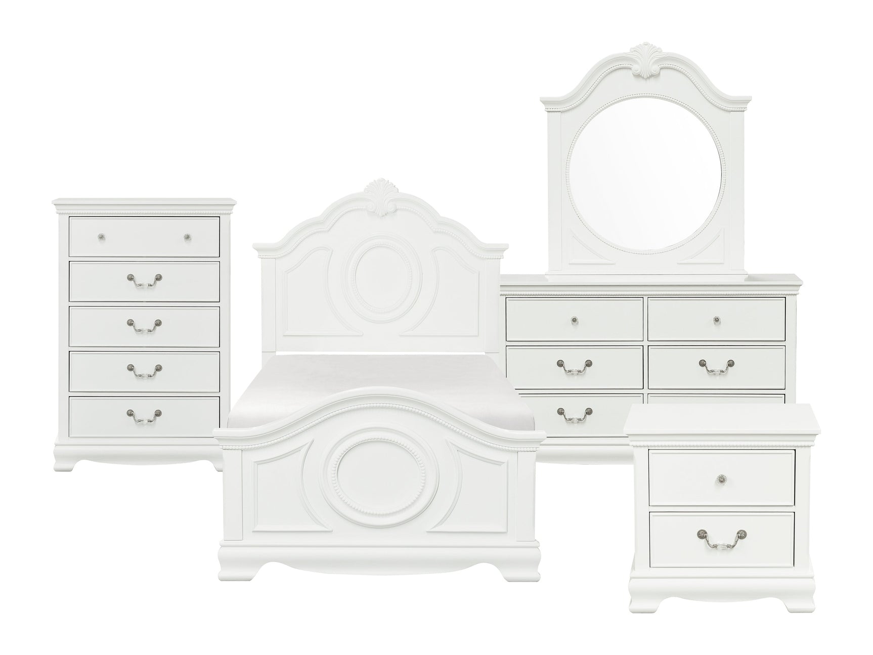 Lucida White 5-Piece Twin Bedroom Set - Ornate Home