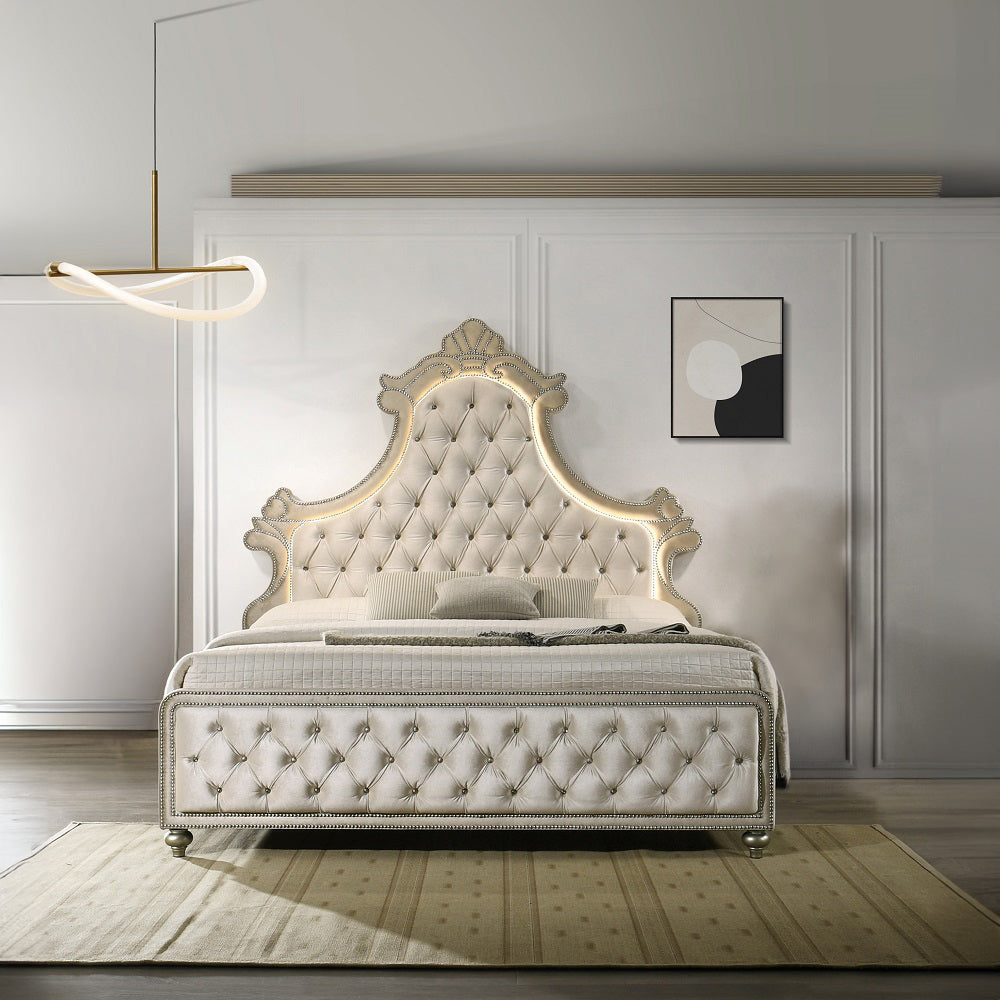 Lucienne Beige Eastern King Bed - Ornate Home