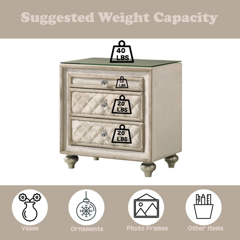 Lucienne Beige Nightstand - Ornate Home