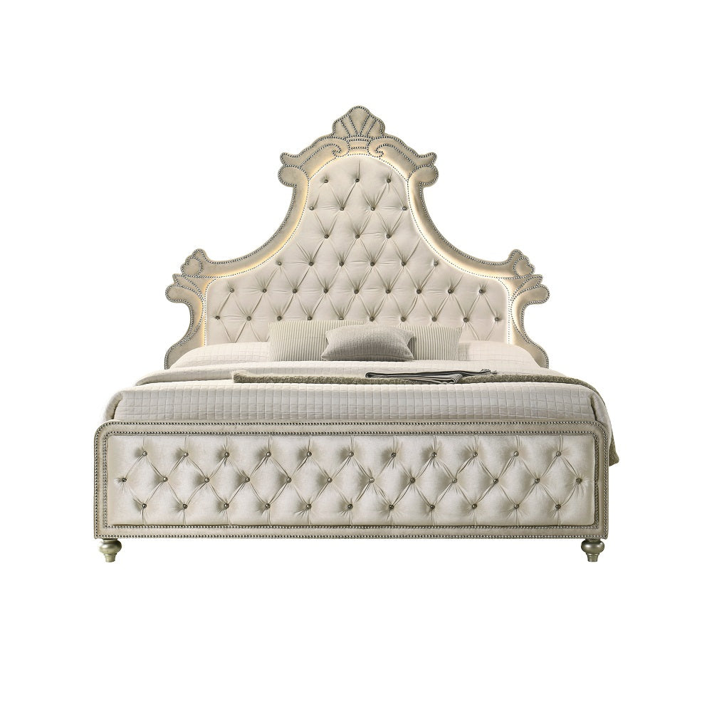 Lucienne Beige Queen Bed - Ornate Home