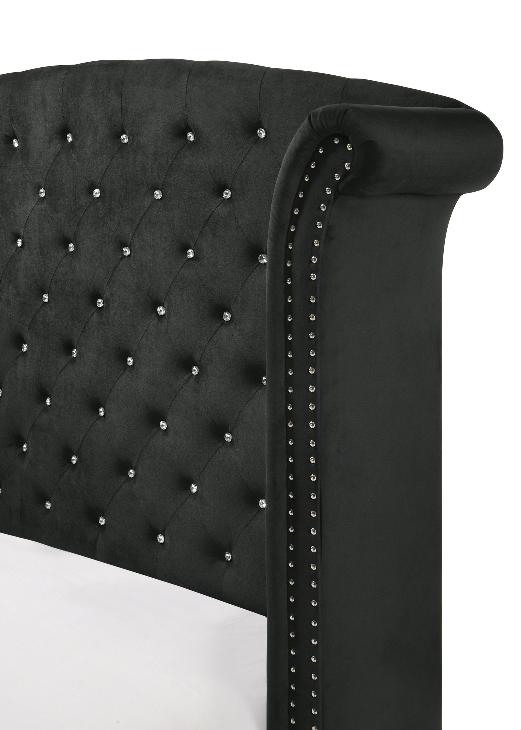 Lucinda Black Queen Upholstered Wingback Panel Bed - Ornate Home