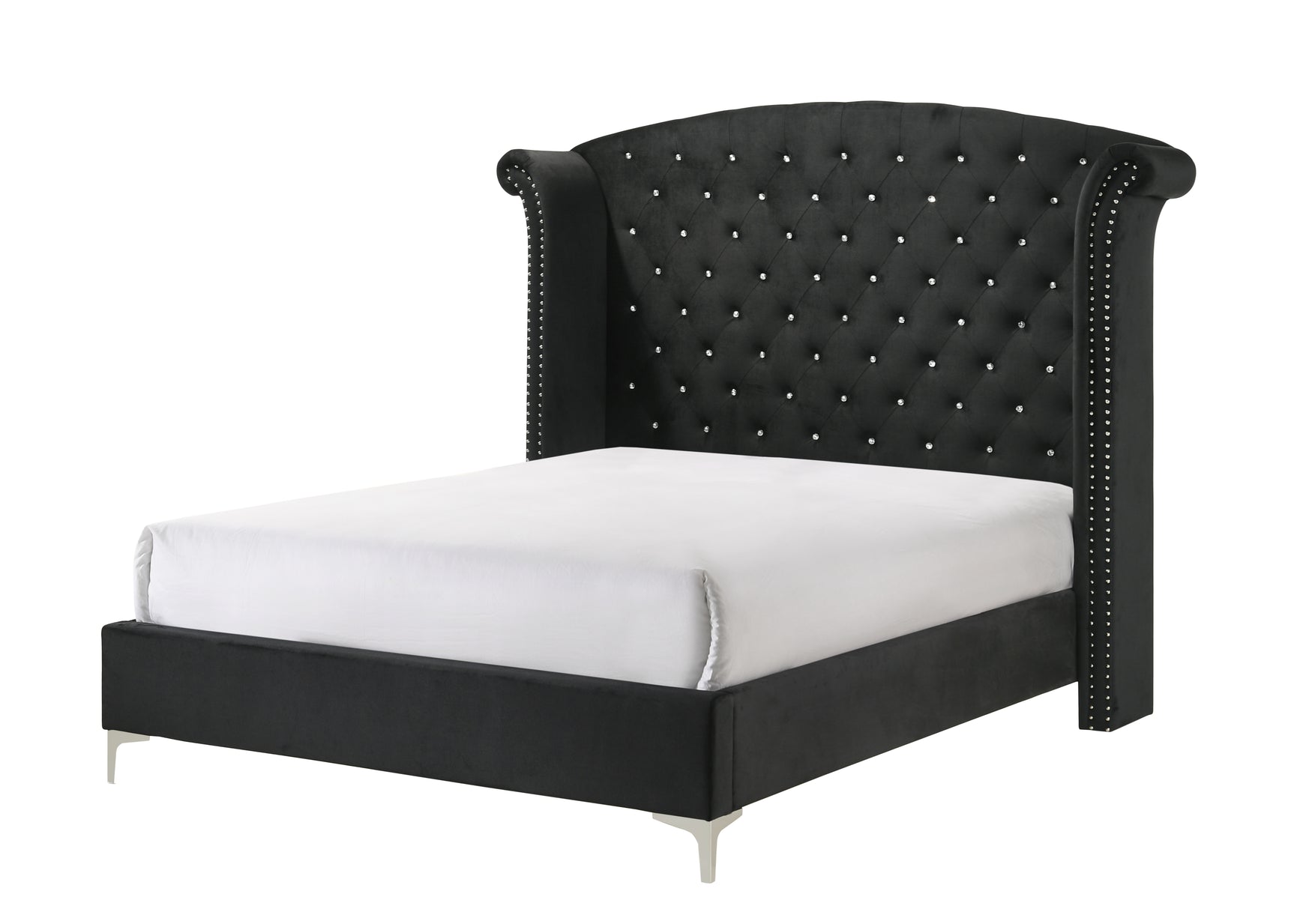 Lucinda Black Upholstered Wingback Panel Bedroom Set - Ornate Home
