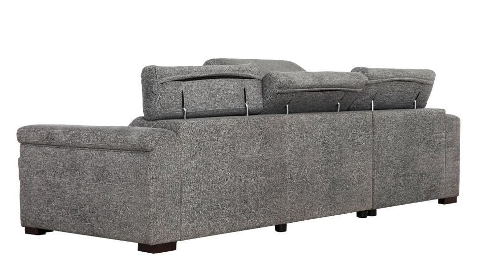 Lucious Gray Double Slider Power Sectional Sofa w/ Storage LAF Chaise - Ornate Home