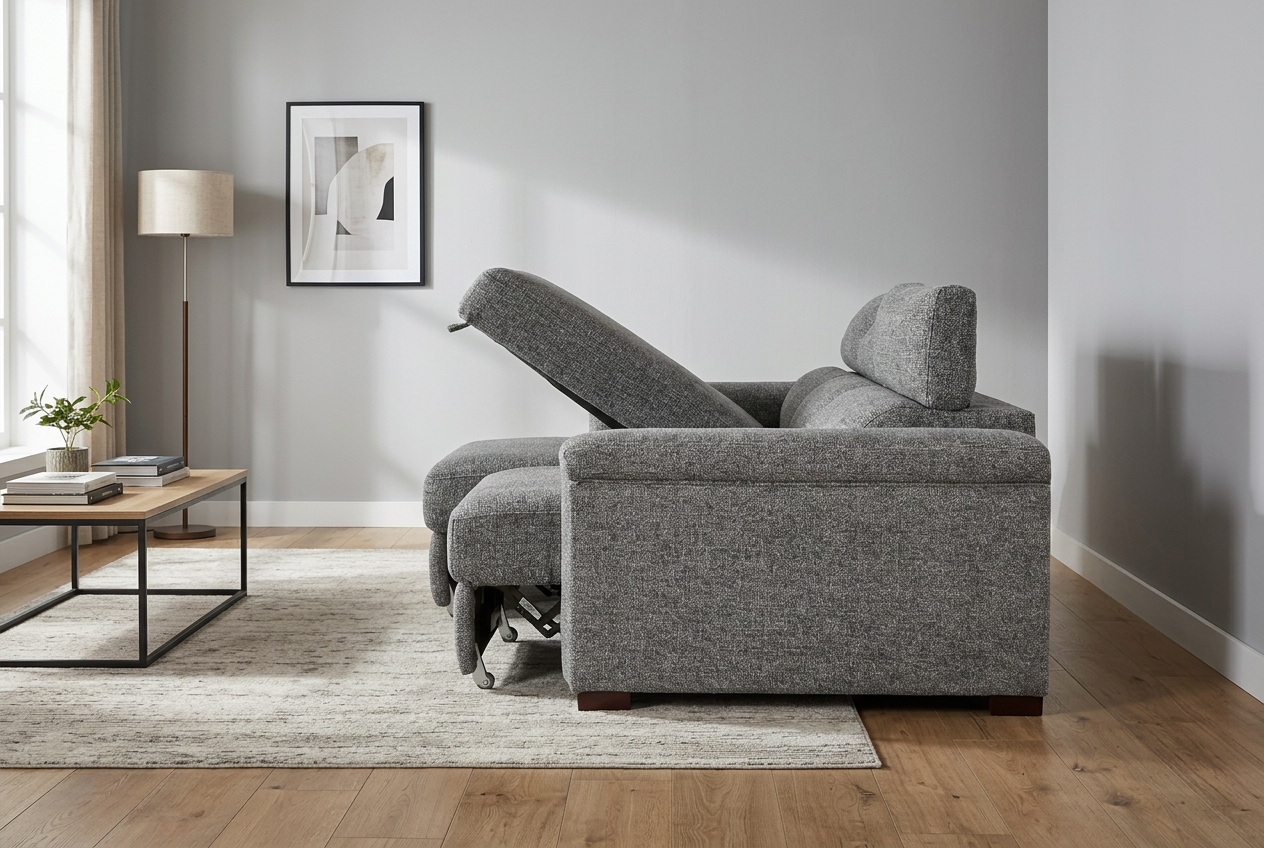 Lucious Gray Double Slider Power Sectional Sofa w/ Storage RAF Chaise - Ornate Home