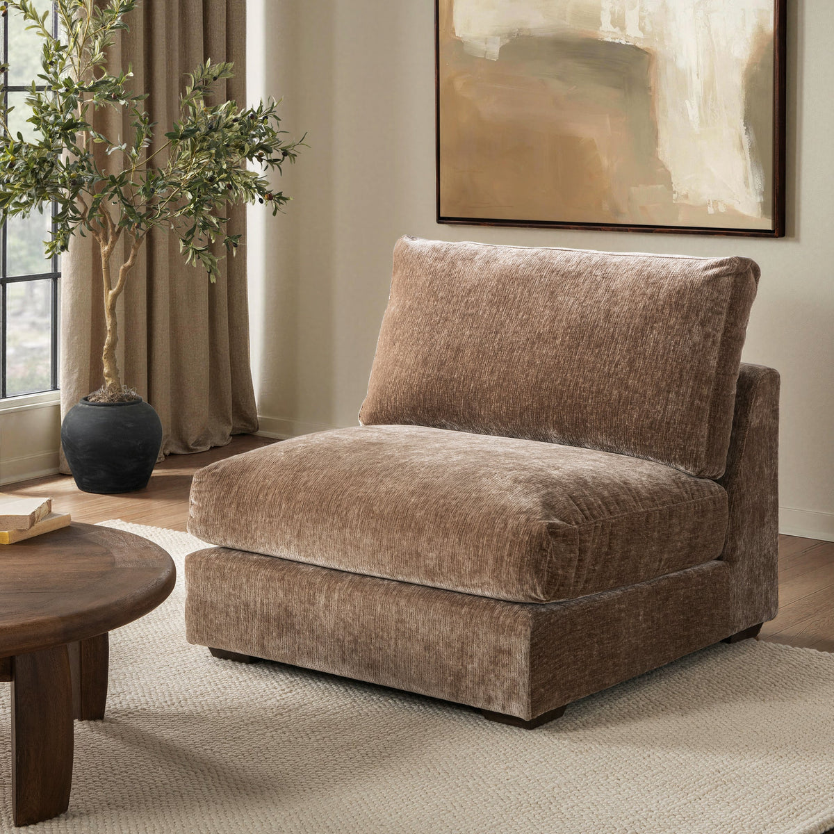 Ludwig Oyster Taupe Armless Chair