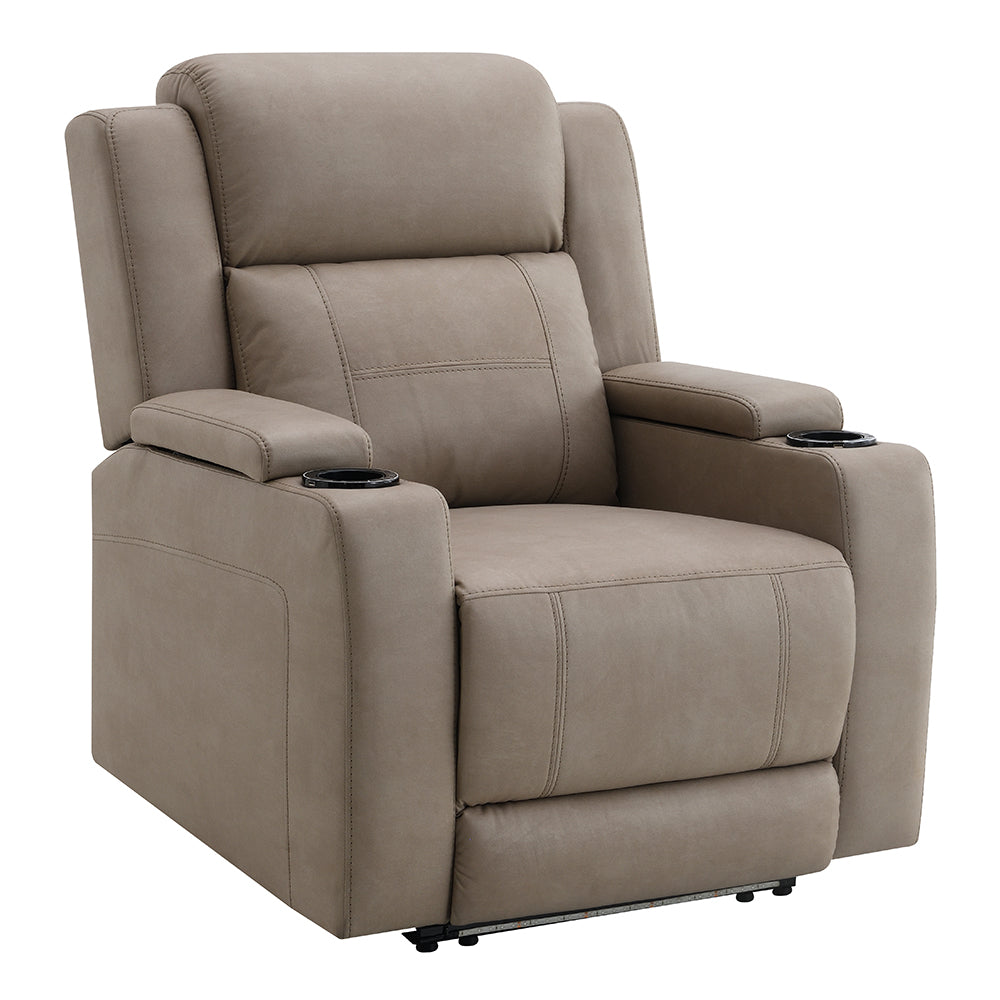 Lugo Camel Leather Aire Power Motion Recliner w/Cup Holder - Ornate Home