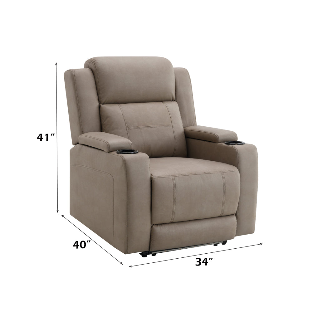 Lugo Camel Leather Aire Power Motion Recliner w/Cup Holder - Ornate Home