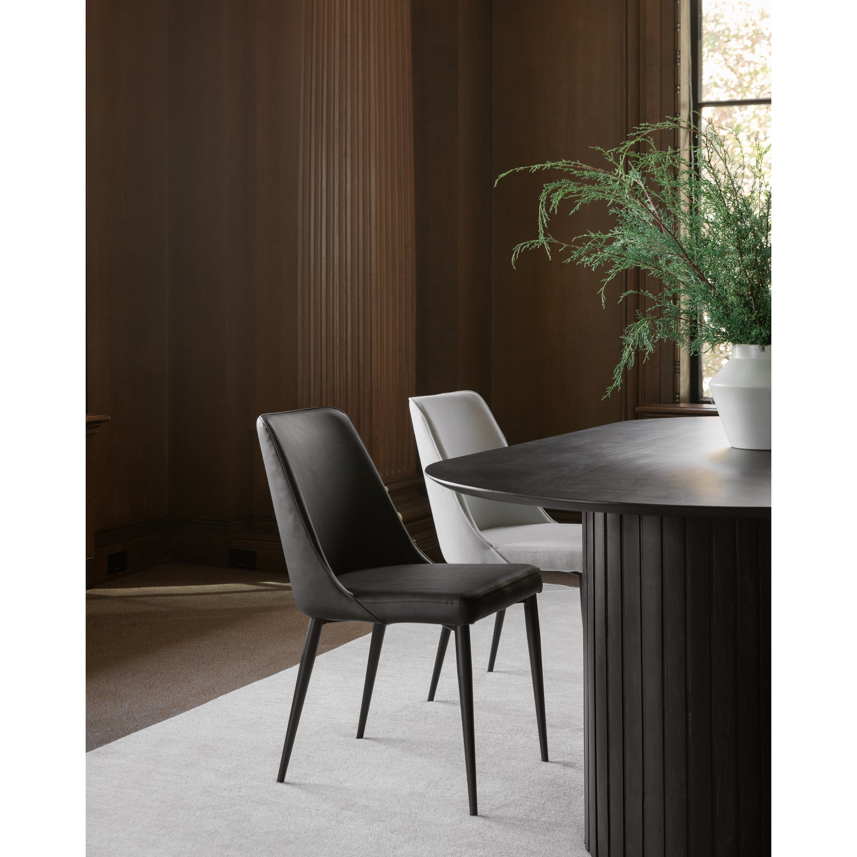 Lula Black Vegan Leather Dining Chair (Set of 2) - Ornate Home