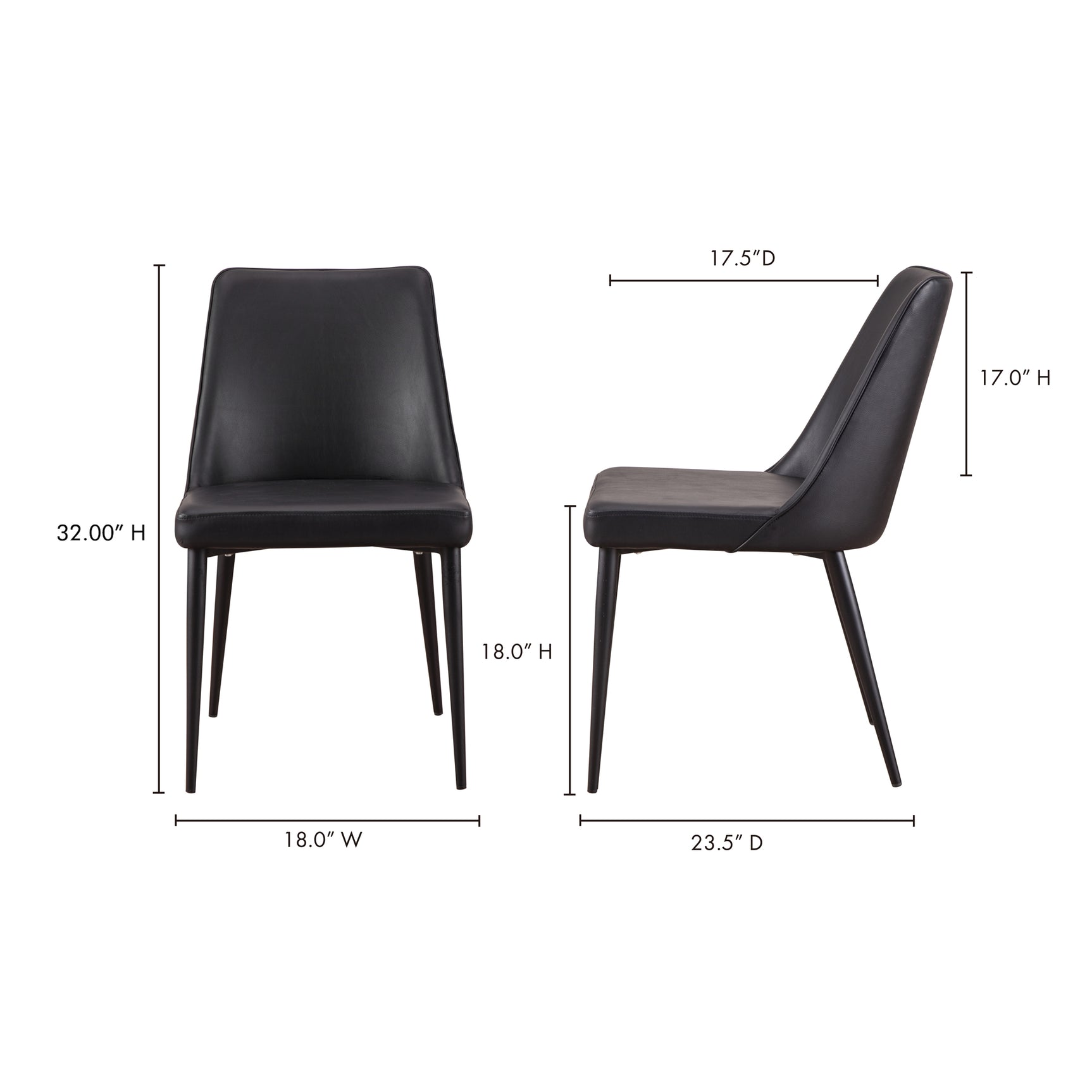 Lula Black Vegan Leather Dining Chair (Set of 2) - Ornate Home