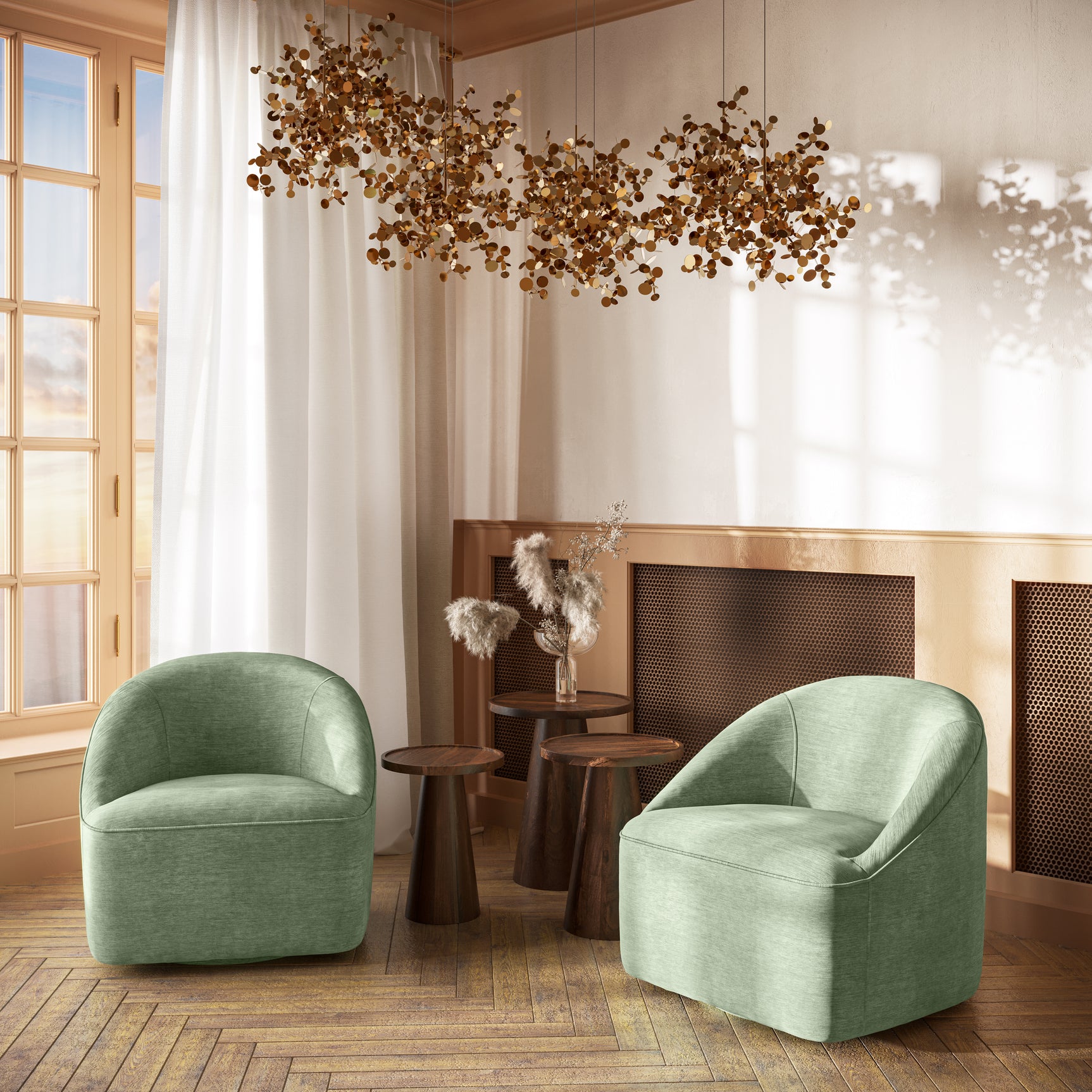 Lulu2 Forest Lulu Swivel Accent Chair - Ornate Home