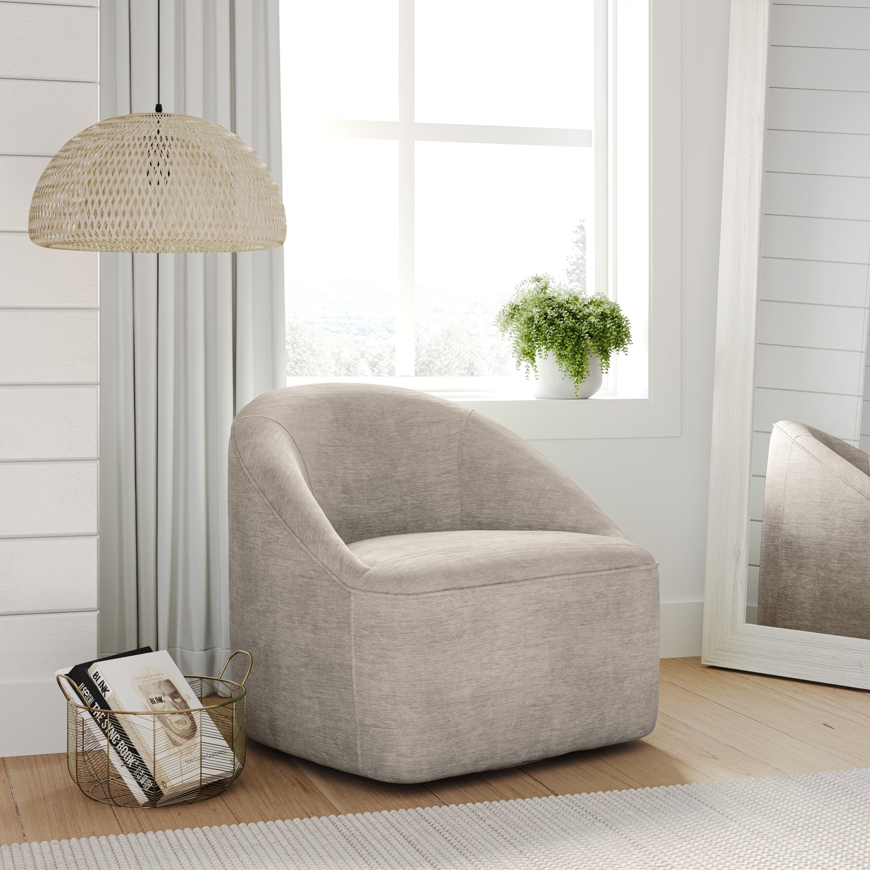 Lulu2 Taupe Lulu Swivel Accent Chair - Ornate Home