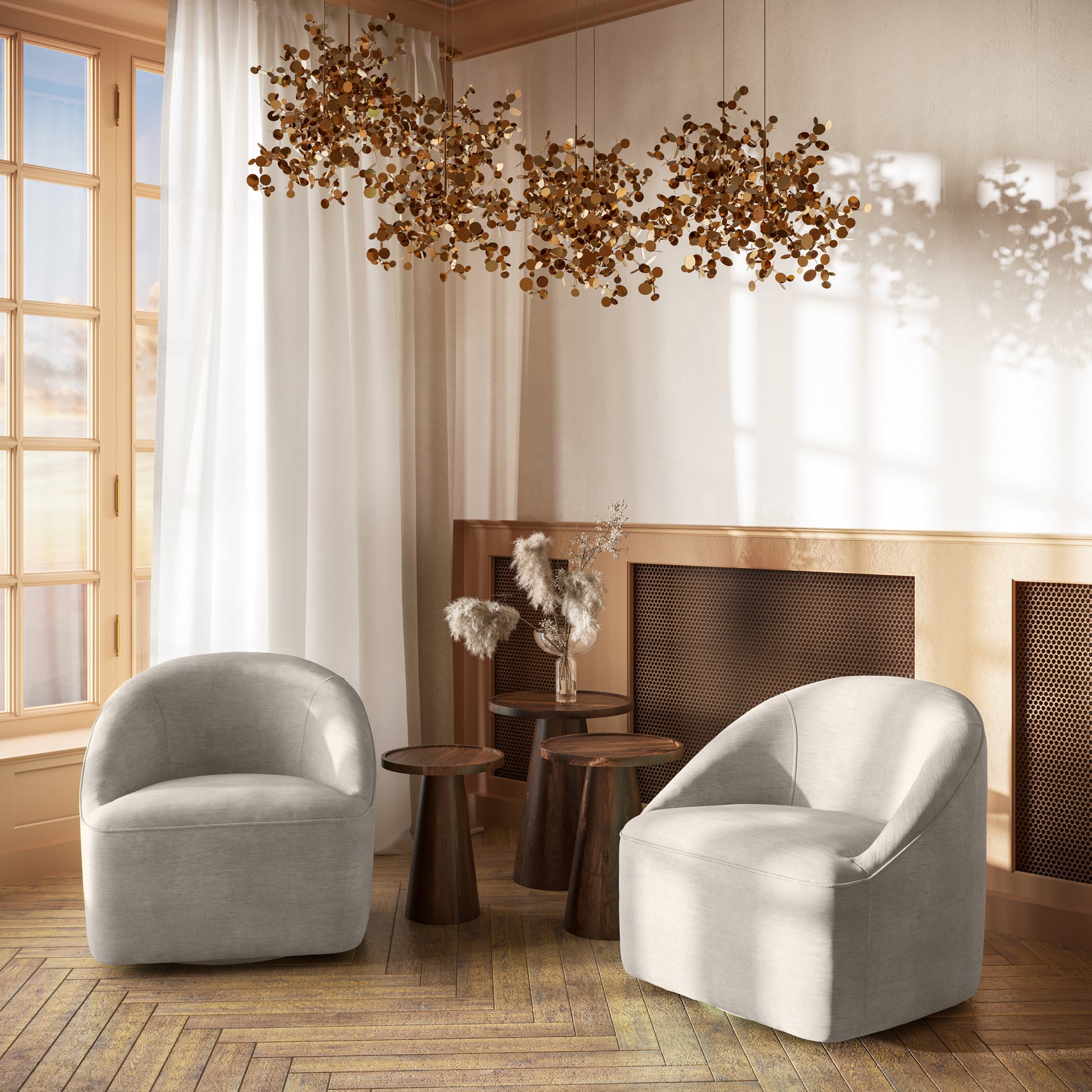 Lulu2 Taupe Lulu Swivel Accent Chair - Ornate Home
