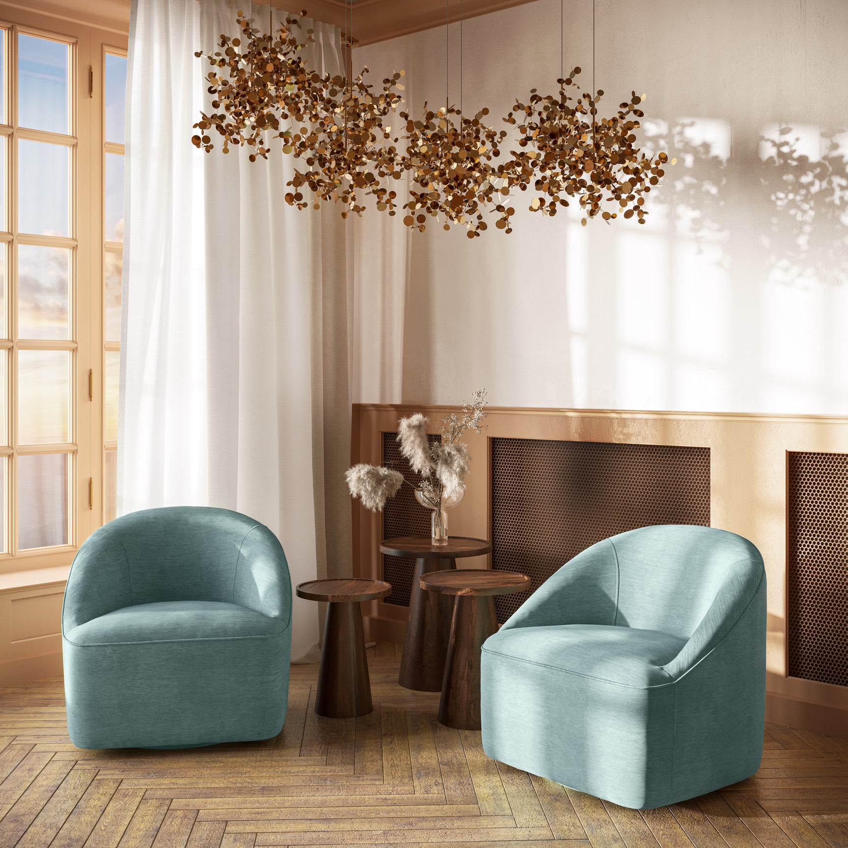 Lulu2 Teal Lulu Swivel Accent Chair - Ornate Home