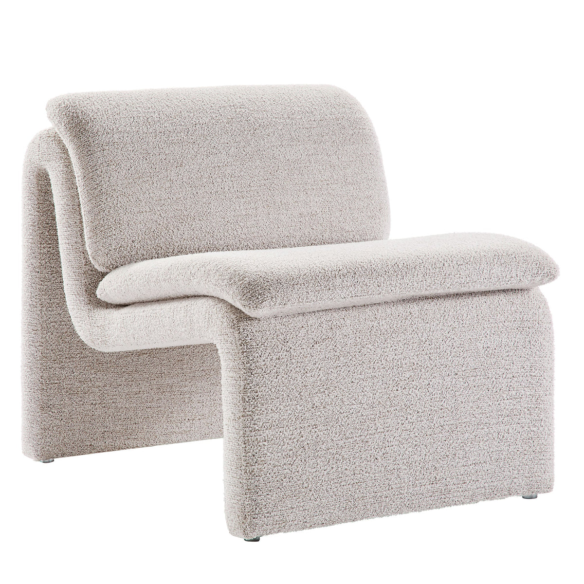 Lume Parchment Boucle Upholstered Armless Accent Chair - Ornate Home