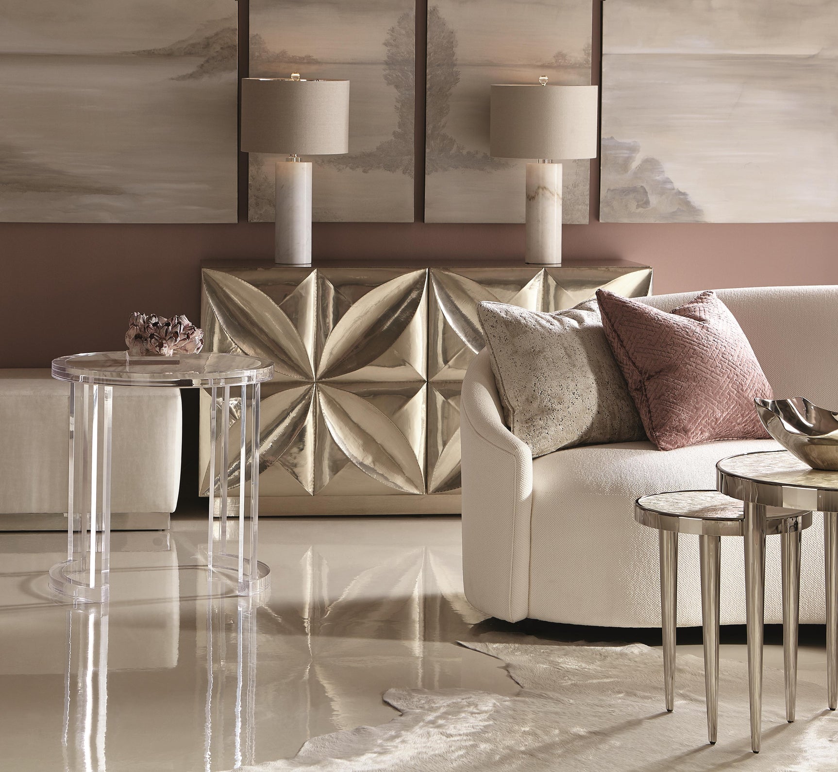 Lumen White/Cream Fabric Sofa - Ornate Home