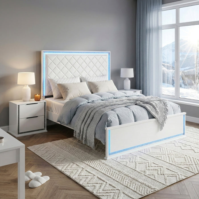 Lumin White Eastern King Bed - Ornate Home