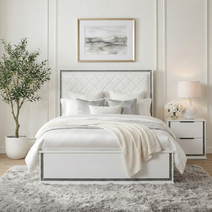 Lumin White Eastern King Bed - Ornate Home