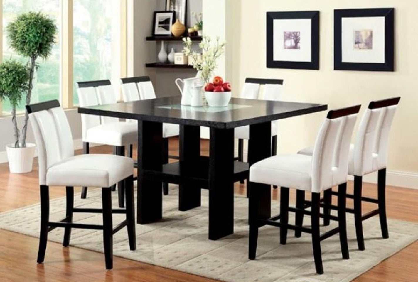 Luminar II Black & White Counter Ht Dining Room Set / 5pc - Ornate Home