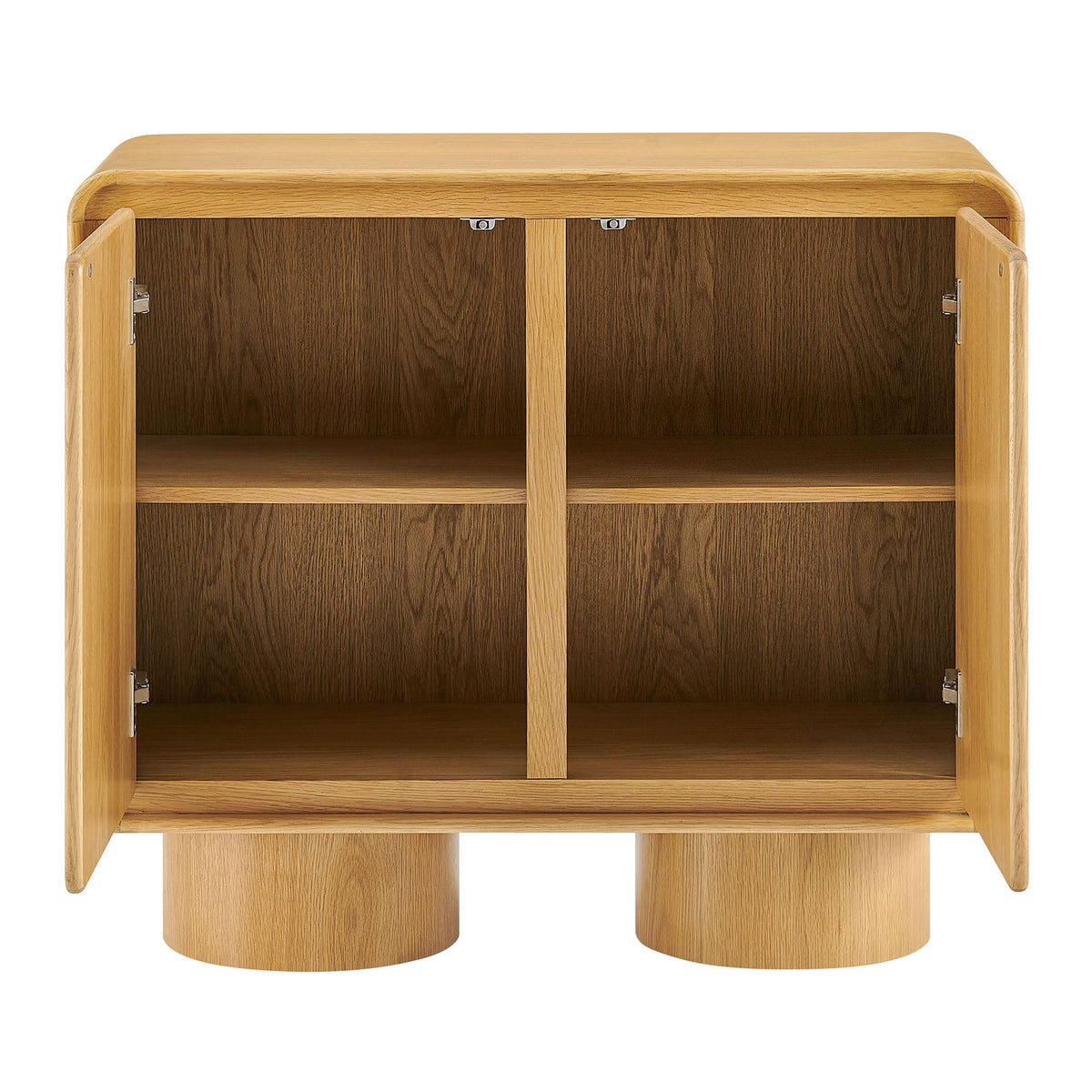 Lumo Oak 2-Door Curved Wood Accent Cabinet - Ornate Home