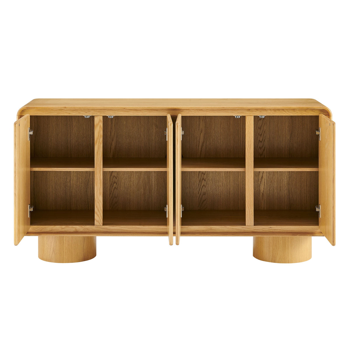 Lumo Oak 4-Door Curved Wood Accent Cabinet - Ornate Home