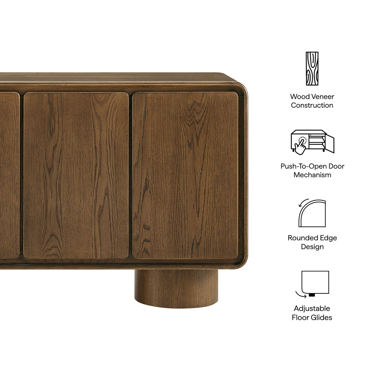 Lumo Walnut 4-Door Curved Wood Accent Cabinet - Ornate Home