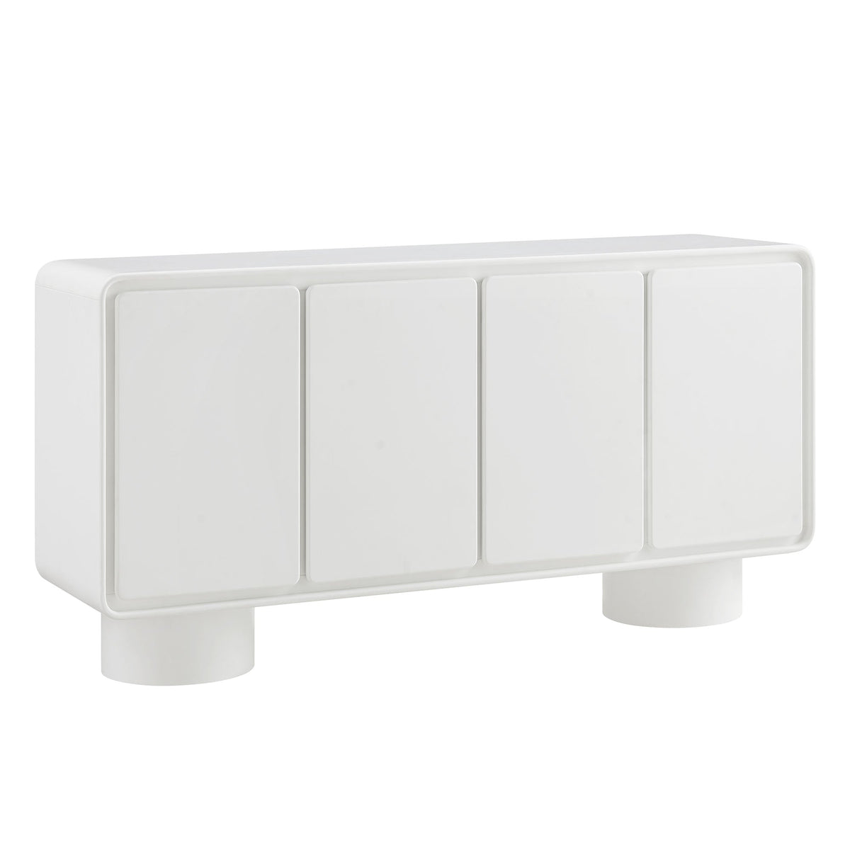 Lumo White 4-Door Curved Wood Accent Cabinet - Ornate Home