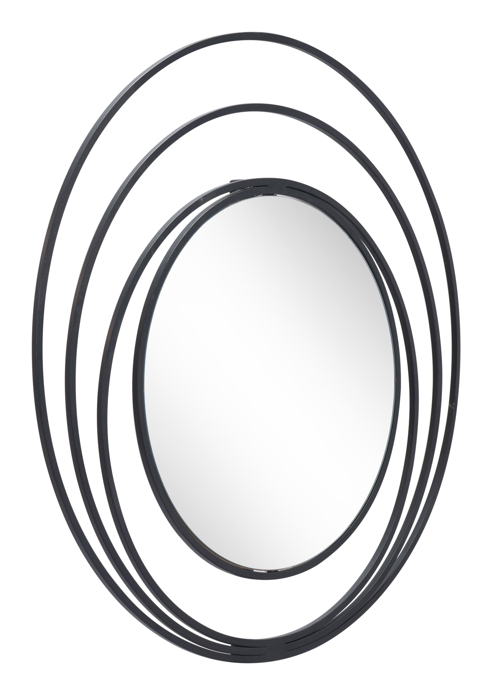 Luna Black Round Mirror