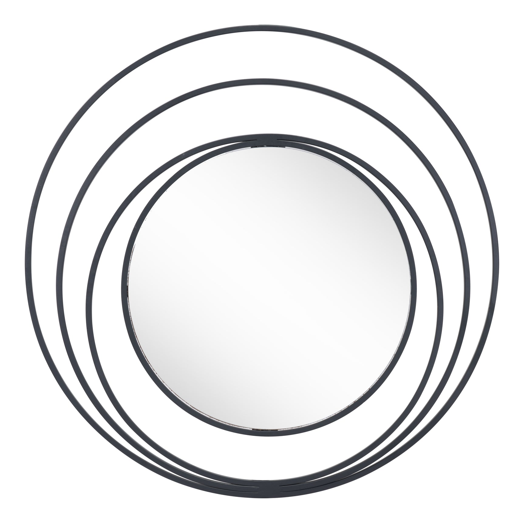 Luna Black Round Mirror