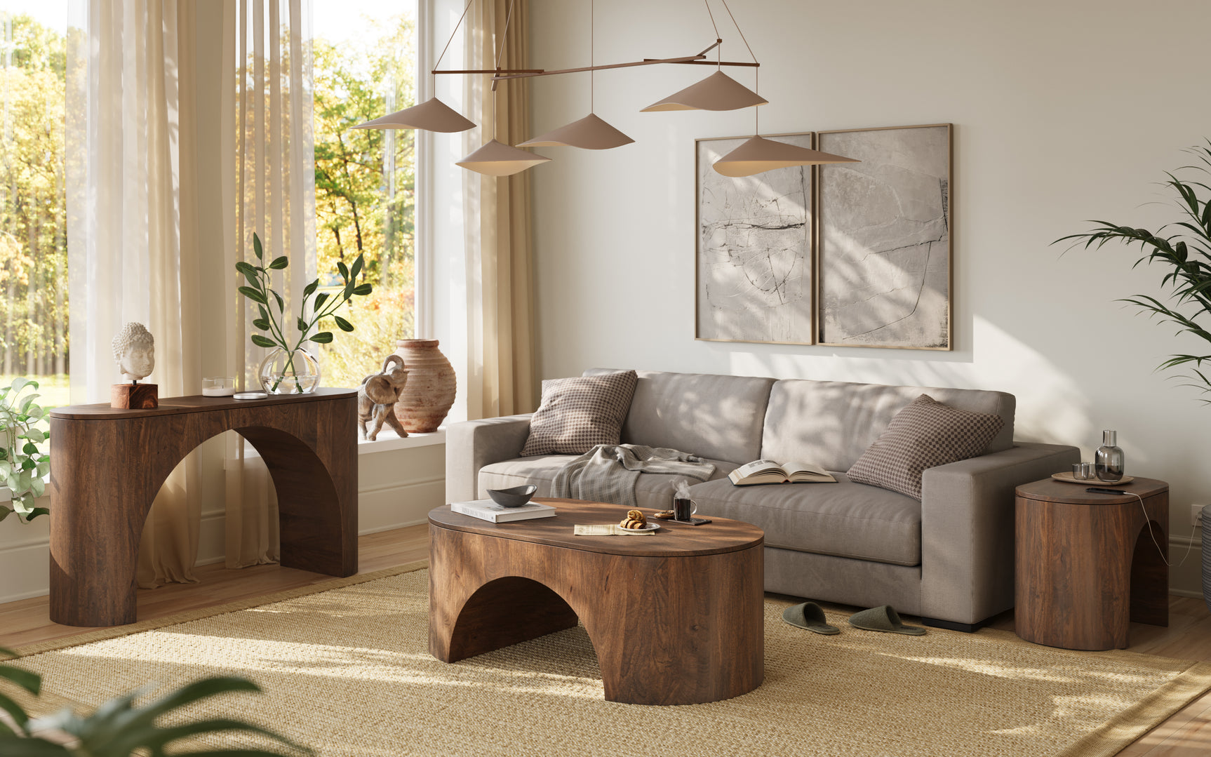 Luna Umber Brown End Table - Ornate Home