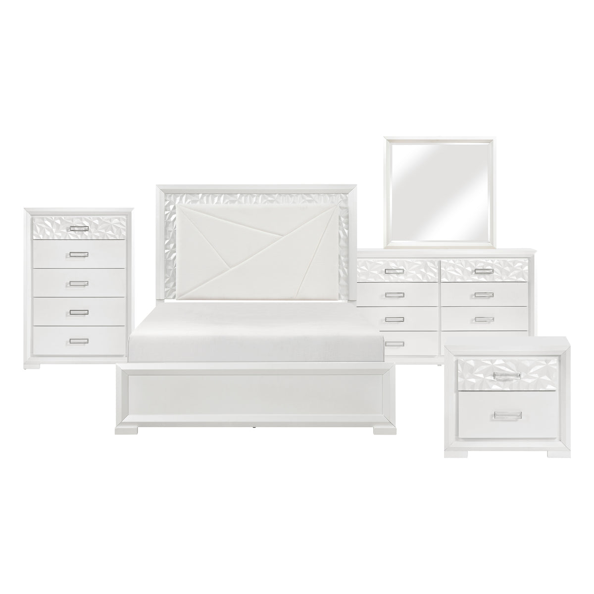 Luna White 5pc Bedroom Set - Ornate Home