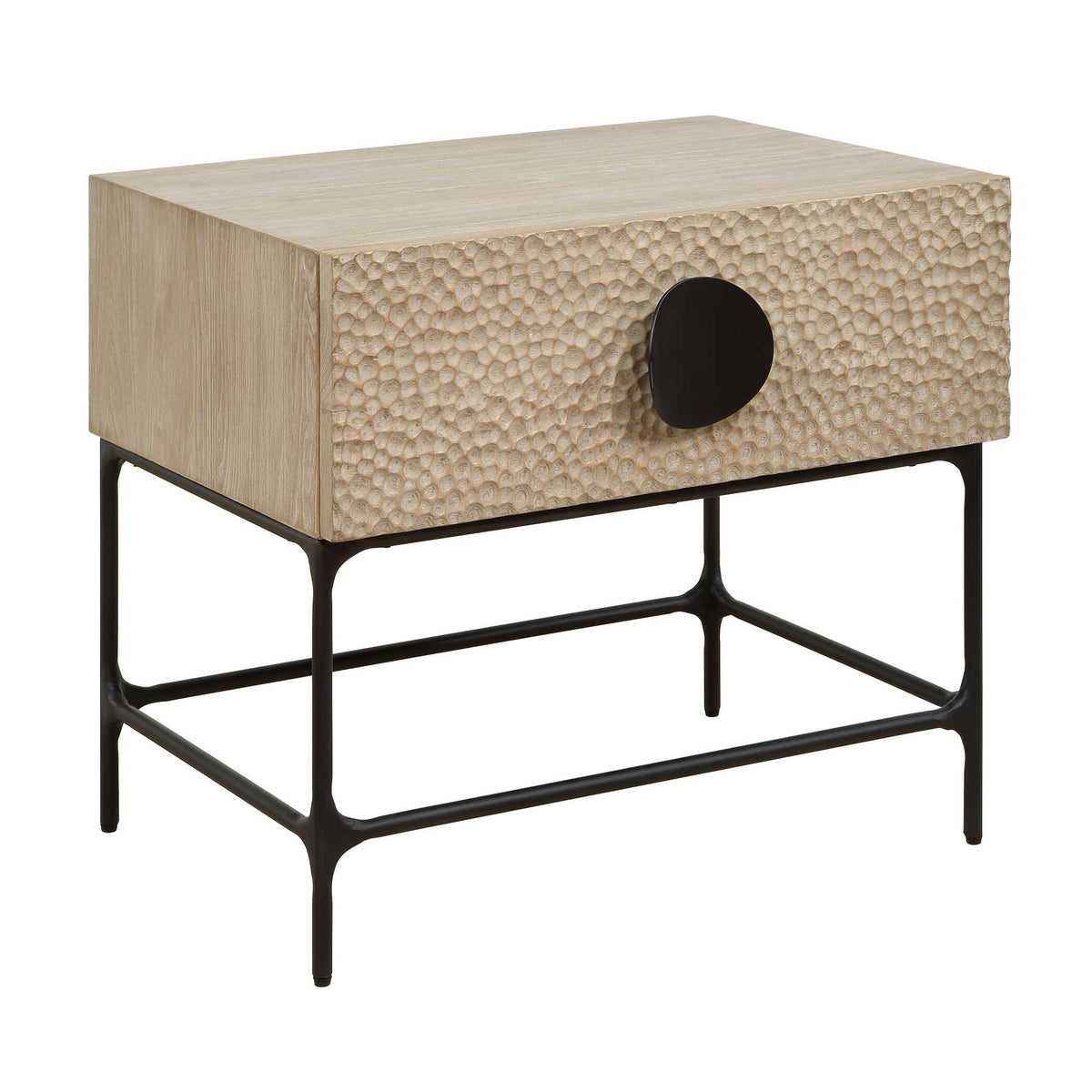Lunar Black/Woodtone Wooden Side Table - Ornate Home